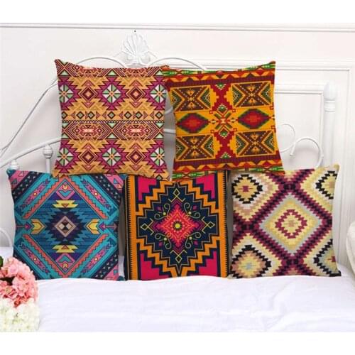 Throw Pillow Cases Bohemian Aztec Pattern Boho Cushion Cover 45x45cm Home Living Room Decoration Linen/Cotton Pillowcover Decor