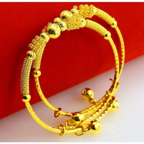Children Jewelry Yellow Gold Filled Baby Adjustable Bracelet Bangle Birthday Bift
