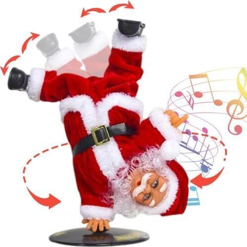 Electric Singing Santa Claus Toy Inverted Rotate Singing Dancing Santa Doll Toys Childrens Toys Ornaments Christmas Gift