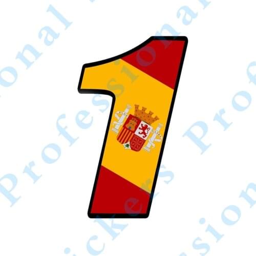Hot Number National Flag Spain Spain Skull Vinyl Adhesive Sticker Car Auto Motocross Moto Sport Start Racing Tuning