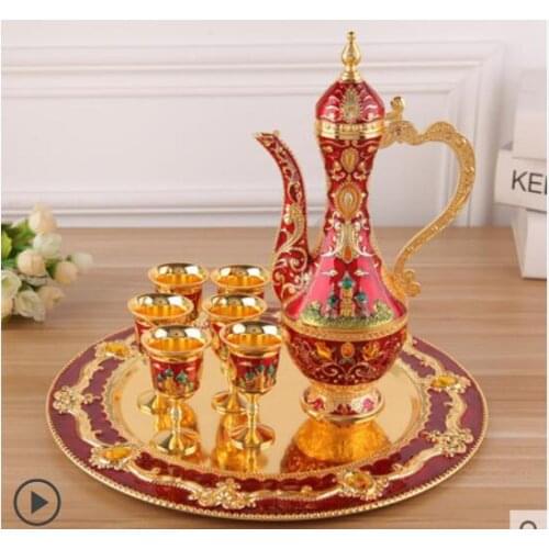 Grigard European Gift for hotel jewelry New floral gold wine red silver retro alloy 8 sets home hotel display decoration