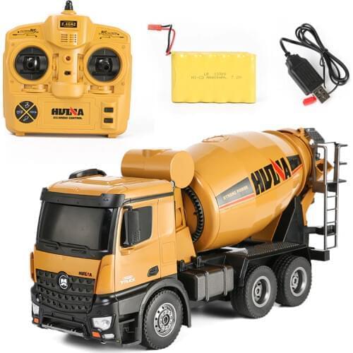 HUINA RC Truck Toy 574 1:14 2.4G 10Ch Concrete Mixer Engineering Truck Light Construction Vehicle toys for boys man camion jouet