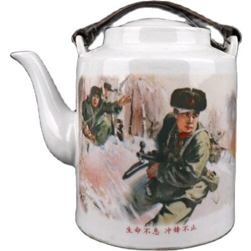 Chinese Old Porcelain Cultural Revolution Porcelain Pastel Figure Teapot