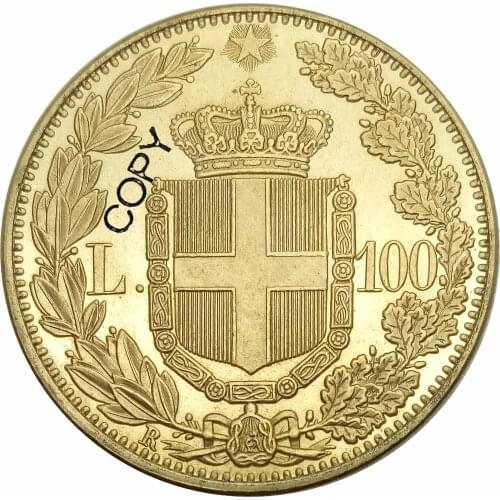 Italy 100 Lire Umberto I 1883 R Brass Metal Copy Coin Commemorative COINS