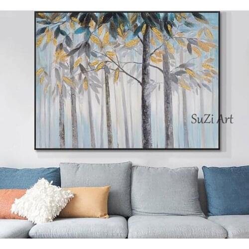 Beautiful Large Size Trees Oil Painting 100% Hand Painted Canvas Modern Decorative Wall Art ForLiving Room Home Decoration