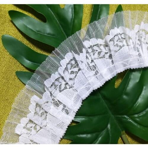 1M New Pleated Guipure Tulle Laces Trim 5cm Diy White Lace Fabric For Sewing Ribbon Crafts Trims Lace Appliques Wedding Dresses
