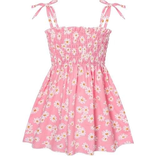 Summer Girls Casual Dresses Kids Girls Small Daisy Sleeveless Floral Suspender Dress 2021