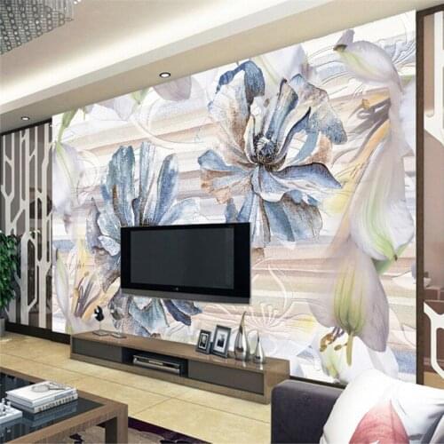 Custom Mural Wallpaper European Painting Flowers Retro Livingroom TV Backdrop Wallpaper Entrance Bedroom Non-woven Wall Covering