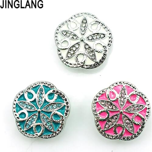 Brand New Fashion Rhineston Flower 18mm Snap Button Metal Clasp DIY Interchange Jewelry Accessories