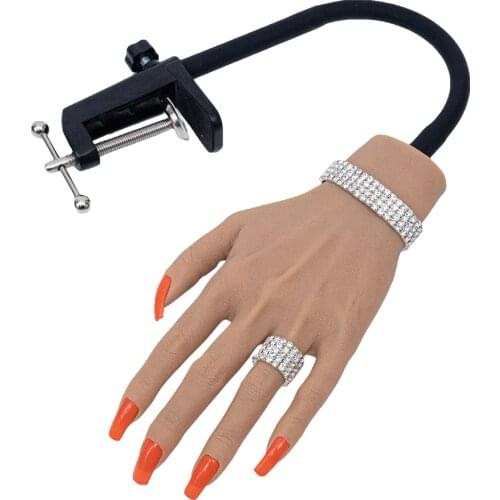 New Nail Art Practice Silicone Hand Model Adjustable and Bendable Can Be Inserted Into False Nails With Base Bracket Nail Tools