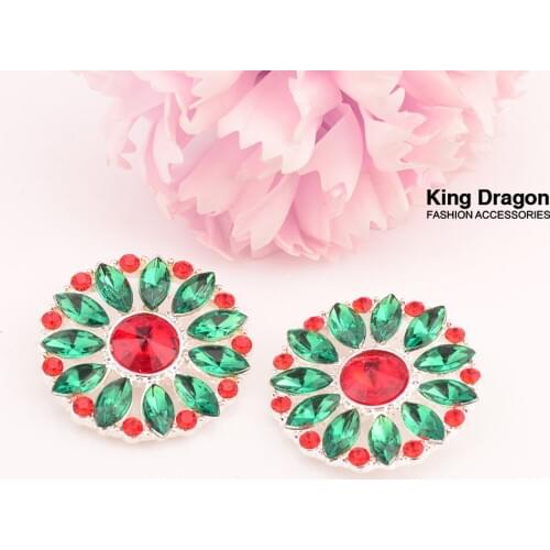 Rhinestone Christmas Button Decoration Button Flat Back 26MM 10PCS/Lot Silver Color KD394