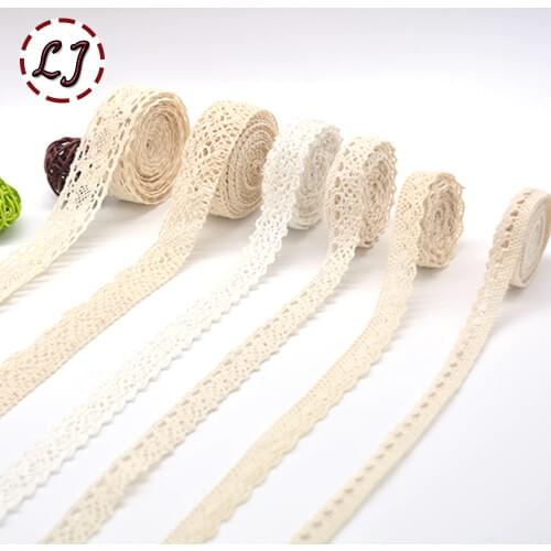 New hot sale 5yd/lot high quality beige white lace fabric ribbon cotton lace trim sewing material for garment accessories DIY