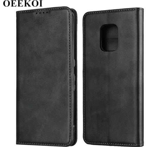OEEKOI Calf Stripe Magnetic Snap Wallet Leather Case for Fujitsu Arrows 5G F-51A