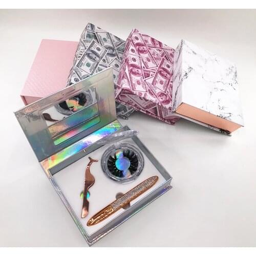 Wholesale Eyelashes Gift Set Sale Tweezers Eyeliner 25mm Mink Lashes Private Label Logo Packing Box
