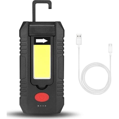 Portable 2 IN 1 COB LED work light USB rechargeable magnet inspection light torchlight Folding Hook Camping Repair Lamp