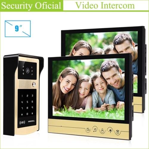 9 Inch Colour Tft Lcd Wired Doorbell Camera Access Control System Intercom System Door Video Phone Intercom For Multi Apartments