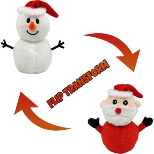 Reversible Flip Santa Stuffed Plush Doll Soft Simulation Plush Toy Christmas Plush Doll Filled Plush Child Santa Toy