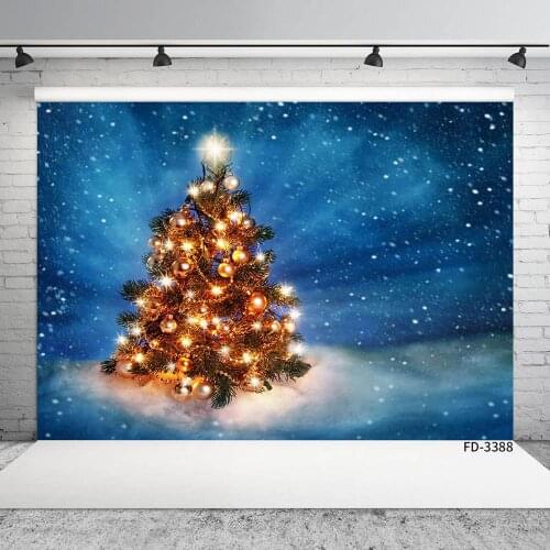 Christmas Tree Light Star Photo Background Computer Printed Photography Props Backdrop for Children Baby Family Party Photoshoot
