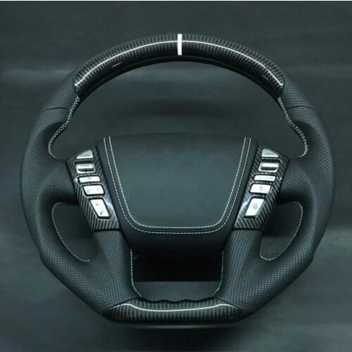 Carbon Fiber Steering Wheel Perforated Leather for Nissan Patrol 2018