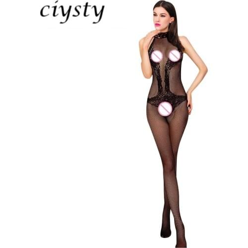 Sexy Erotic Lingerie Sexy Women Halter Intimates Romper Teddies Mesh Bodysuit Sleepwear Crotchless One-piece Teddy