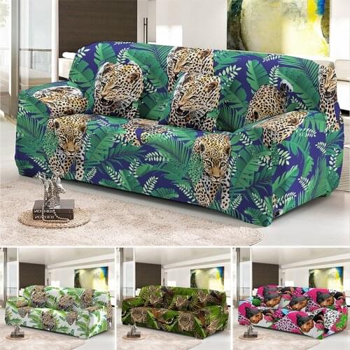Vintage Animal Leopard In Tropical Leaves Elastic Sofa Cover For Living Room Couch Covers Sectional Slipcover 1/2/3/4 Seater