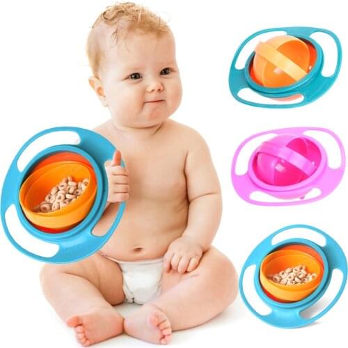 360 Rotate Spill-Proof Dishes Gyro Bowl Dishes Training Feeding No Spill Anti Messing Bowl Infant Baby Learning Feeding Toy