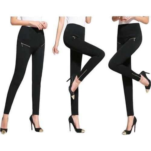 Ladies Slim Elastic Trousers Women Summer Solid Color Pants Pencil Trousers Female High Waist Leggings Button / Ziper / Pants