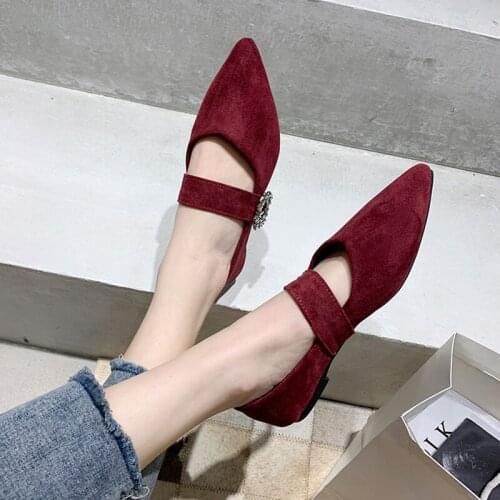 Rhinestone square buckle belt flats moccasins mujer hook&loop shallow leisure loafers velvet pointed toe mary janes shoes women