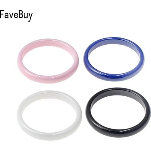 3mm Ceramic Ring Jewelry For Women Blue Pink Black White Solid Thin Rings Smooth Cute Gift Minimalist Never Fade Size 6 7 8 9