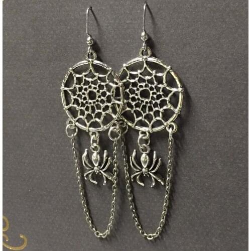 Vintage Goth Gothic Spider web spider Dangle Drop Earrings For Women Trendy Punk 90s egirl grunge goblincore emo accessories