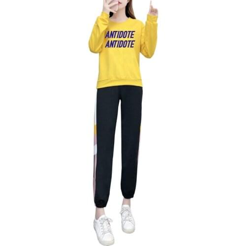 2021 New Arrival Spring Autumn Women Sets Casual Tracksuits Funny Letter Sweatshirt And Long Pant Two Piece Set