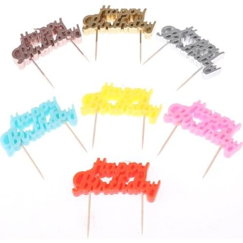 1pcs Girls Birthday Party Dessert Table Decoration Supplies Happy Birthday Cake Topper Plastic Letter Candle Cupcake Top