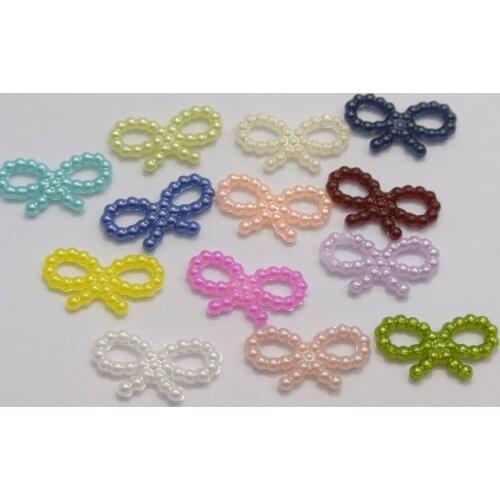 200 Mixed Color Dotted Bowknot Bow Tie Pearl Scrapbook Craft 18X10mm