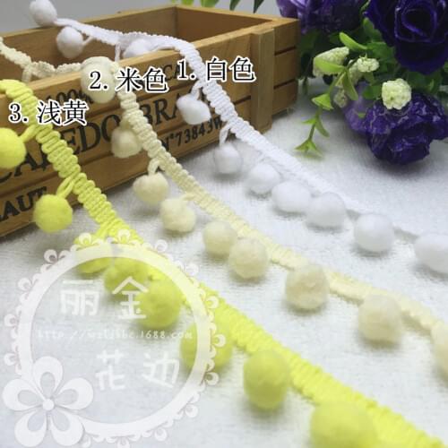 200Yards Lace Fabric Sewing Accessories Pompom Trim Pom Pom Decoration Tassel Ball Fringe Ribbon DIY Material Craft Apparel