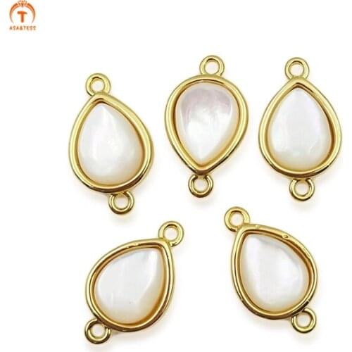 3pcs Natural Water droplets shape Gold Plated Pendant Shell Jewelry Classical Jewelry Connector For Women Bangle Bracelet Making
