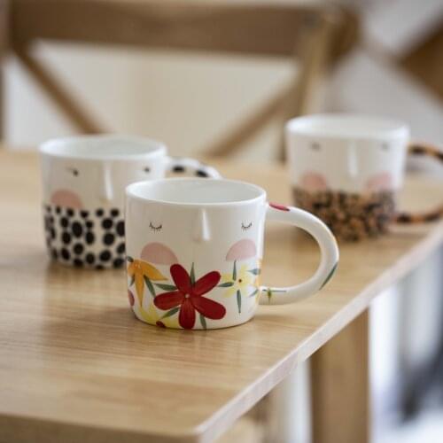 Send Spoon Ceramics Mug Illustration Style Three-Dimensional Matte Simplicity Coffee Cup Afternoon Tea Couple Cups Термокружка