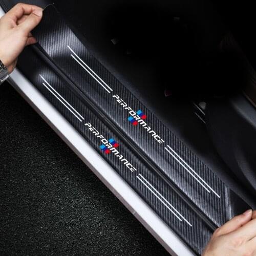 4pcs Car Sticker Door Carbon leather Fiber Sill Plate For BMW M E91 E46 E92 E93 M3 E60 E61 F10 F07 m5 m6 m7 x4 x5 x1 e30 e39 e46