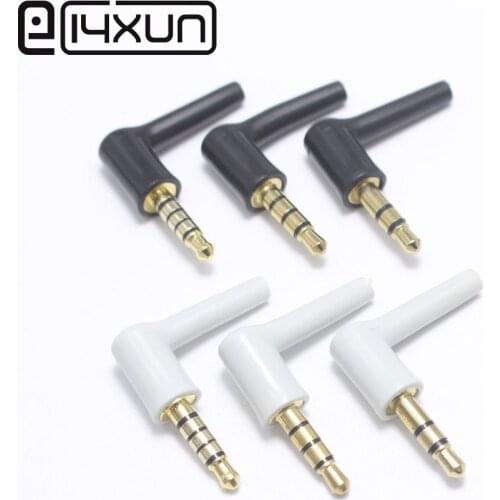 4Pcs 3.5mm Jack 3/4/5 Pole Male 90 Right Angle L-shaped Stereo Headphone Plug DIY Repair Earphone Jack Audio Soldering Connector