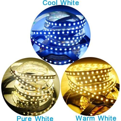 5M DC12V 8MM width SMD 2835 120LEDS/M Cool White / Warm White / Pure White Flexible LED Strip Light LED Tape
