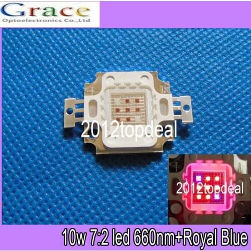 50pcs 10W Red 660nm + Blue 450nm 7:2 High Power LED for Plant Grow Growth lights