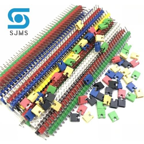 90pcs /lot 2.54 1 * 40 Pin 1x40 Single Row Male Breakable Pin Header Connector Strip & Jumper Blocks Colorful 2.54mm For Arduino