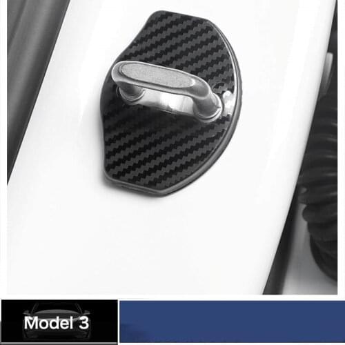 Stainless steel Car Door Lock protective cover Car Door Lock modification decoration shell Car Door Limiter For Tesla Model 3