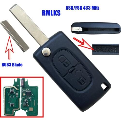2 Buttons Auto Flip Remote Car Key PCF7941 Chip 433Mhz For Peugeot 207 208 307 308 407 408 807 Partner (CE0523 ASK/FSK HU83/VA2)