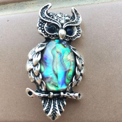 Free Shipping Women Fashion Jewelry New Zealand Abalone Shell Owl Peacock Bead Brooch 1Pcs C9866