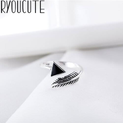Bohemian Big Real Silver Color Triangle Rings for Women Jewelry Punk Vintage Antique Finger Engagement Ring Party Gift