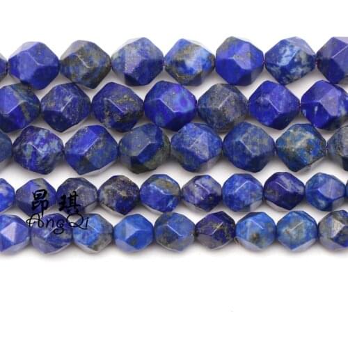 Natural Stone Faceted Lapis Lazuli Loose Beads 6mm 8mm 10mm Pick Size Section Beads For Jewelry Making DIY Bracelet 15'' Strand
