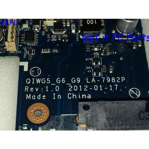 KEFU STOCK GIWG5_G6_G9 REV : 1.0 LA-7982P LAPTOP MOTHERBOARD FOR LENOVO IDEAPAD G580 NOTEBOOK FULLY TESTED
