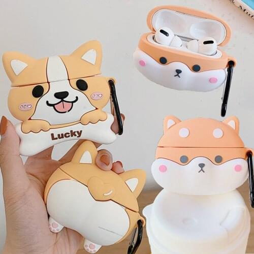 For Apple AirPods Pro 3D Cute Cartoon Corgi Puppy Case for Airpods 3 Lucky Dog Ass Butt Wireless Earphone Cover Charging Box