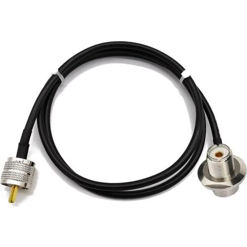 SO239 UHF Female Right Angle to UHF PL259 Male LMR195 Cable for Car Mobile Radio Antenna UHF Plug Jack for Vehicle Car SUV Truck