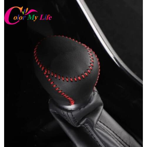 Color My Life Leather Car Gear Head Shift Knob Cover Gear Shift Collars Fit for Toyota Chr C-HR C HR 2016 - 2020 Accessories